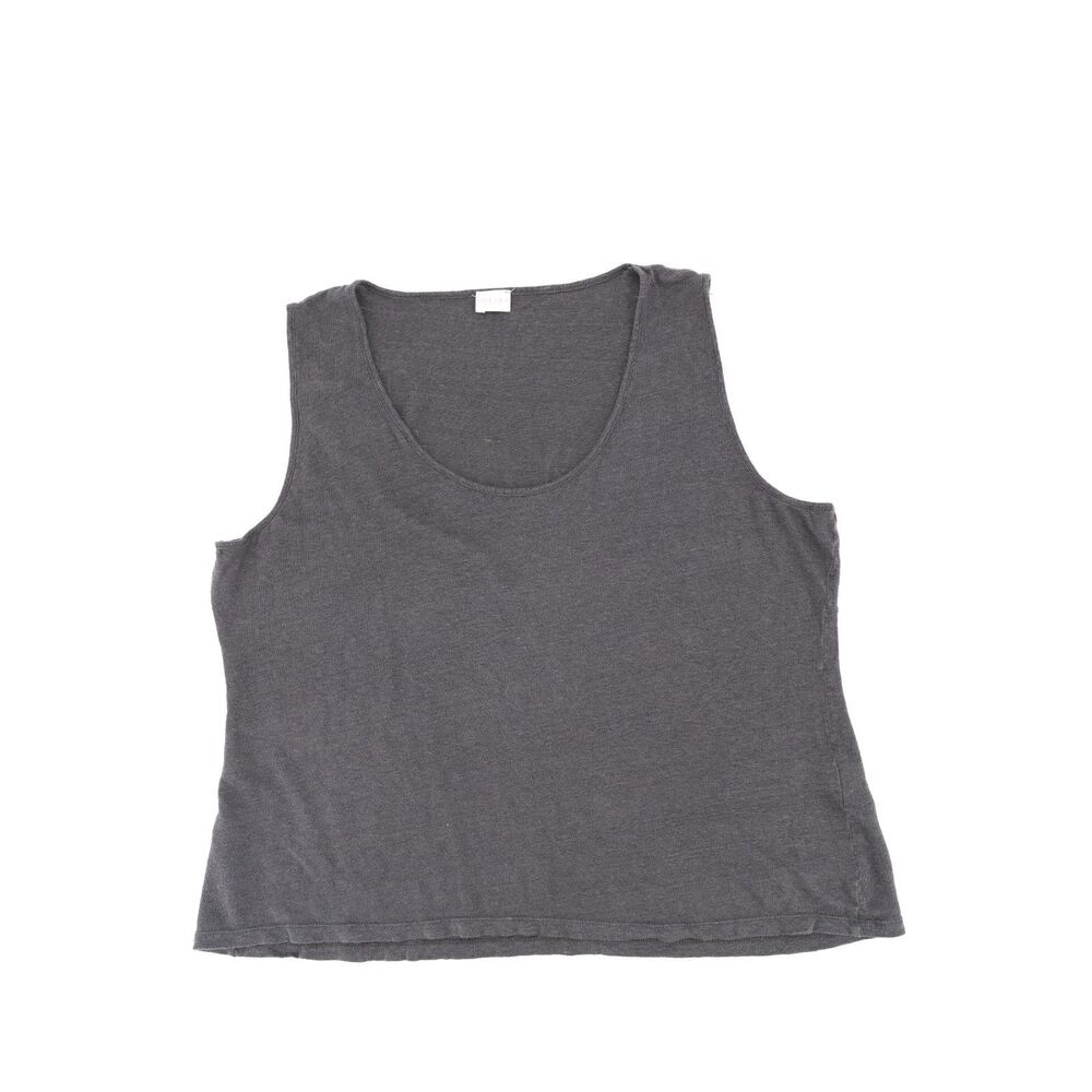 Poetry Anthropologie Womens L Tank Top 100% Linen Gray Sleeveless Lightweight